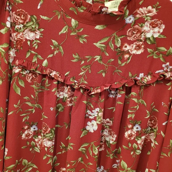 Dark Raspberry Mock Neck Dress, Size L - Picture 6 of 7